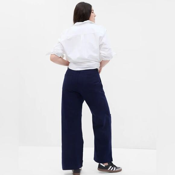 GAP Mid-Rise Loose Straight Leg Khakis In Navy Uniform Size 10 Preppy Office - Picture 5 of 16